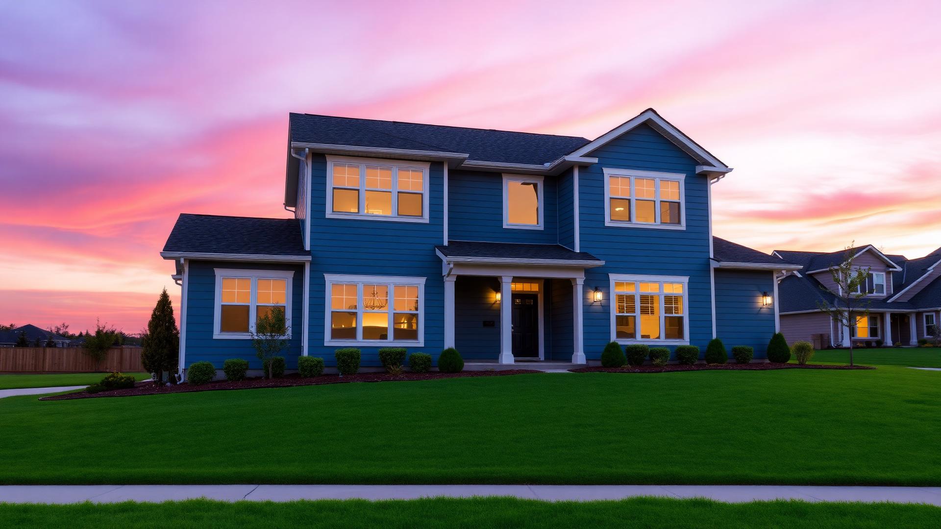 Beautiful home at sunset